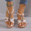 New Style Round Toe Wedge Heel Metal Decorated Fashionable Women's Shoes Flat Wear-resistant Comfortable Casual Sandals