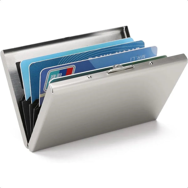 Stainless Steel Credit Card Wallet RFID Blocking Metal Case Pocket Business Card Holder for Women and Men