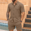 Men'S Short Sleeve Shirt Casual Sets Summer Two Pieces Set Casual Holiday Shirts Tops Shorts Outfits For Male Ropa Hombre