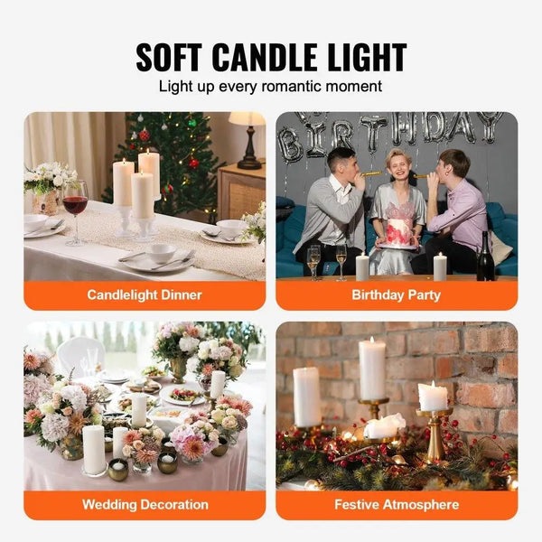 3-Pack Unscented Pillar Candles 65 Hours Burning White Christmas Theme