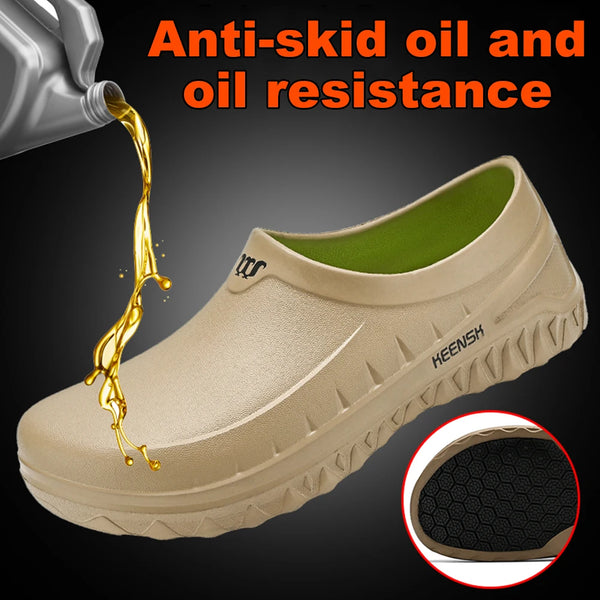 EVA Chef Shoes Lightweight Work Shoes Breathable Outdoor Safety Shoes Waterproof Comfortable Walking Shoes Oil-proof for Men