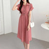 REALEFT Spring Summer Vintage Women's Shirt Dresses Sashes 2025 New Short Sleeve Batwing Sleeve Casual Loose A-line Dress Female