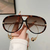 Oversized Pilot Sunglasses 2025 New in Fashion Double Bridge Gradient Shades Women Trendy Luxury Brand Design Sun Glasses UV400