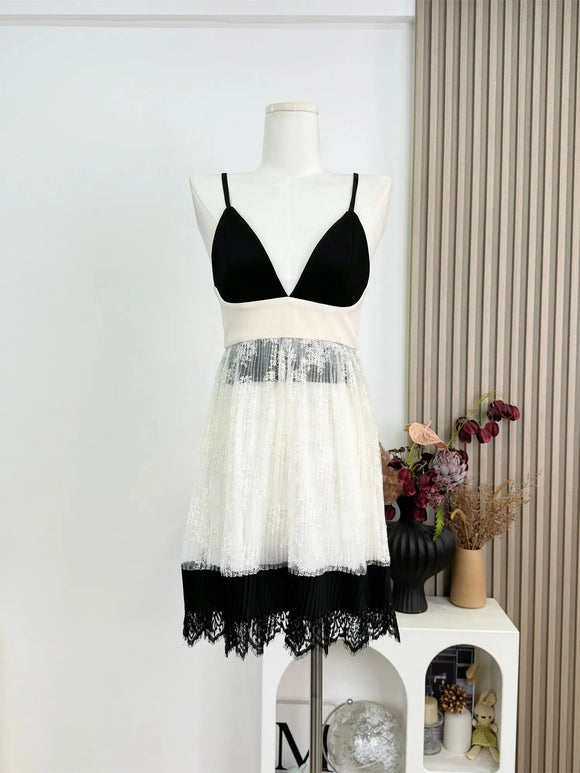 Summer Women Midi A-line Dress Party Evening Spaghetti Strap Frocks One-Piece Graduation Coquette Pleated Old Money Sundress