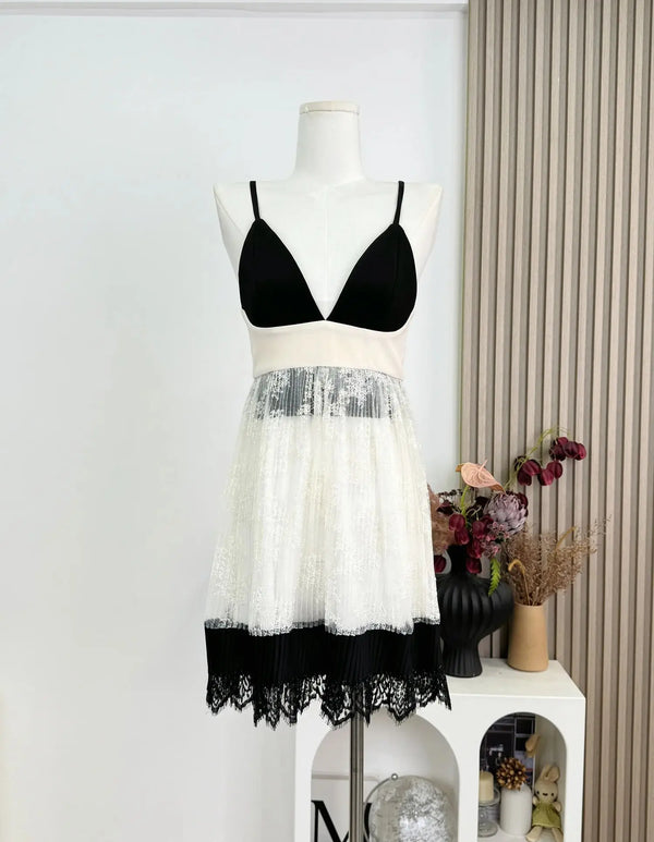 Summer Women Midi A-line Dress Party Evening Spaghetti Strap Frocks One-Piece Graduation Coquette Pleated Old Money Sundress