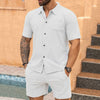 Men'S Short Sleeve Shirt Casual Sets Summer Two Pieces Set Casual Holiday Shirts Tops Shorts Outfits For Male Ropa Hombre