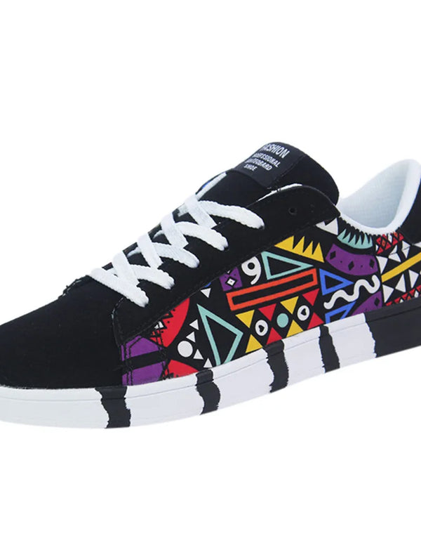 Men's Boho Tennis Shoes Canvas Sport Lace-Up Casual Shoes Leisure Trend Fashion Men Lightweight Spring Summer Platform Sneaker