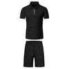 Men'S Short Sleeved Shorts Casual Set Summer Waffle Solid Color Casual Loose Collar T-Shirt Set Men Fitness Sports Clothes