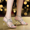 Summer High Heel Sandals Women's New Bohemian Diamond Inlaid Buckle Stiletto Shoes Elegant Fashion Roman Beach Shoes