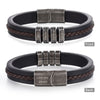 Personalized Engraving 2-5 Name Mens Leather Bracelet Customized Vintage Beaded Bracelets for Men Retro Jewelry Gift for Father