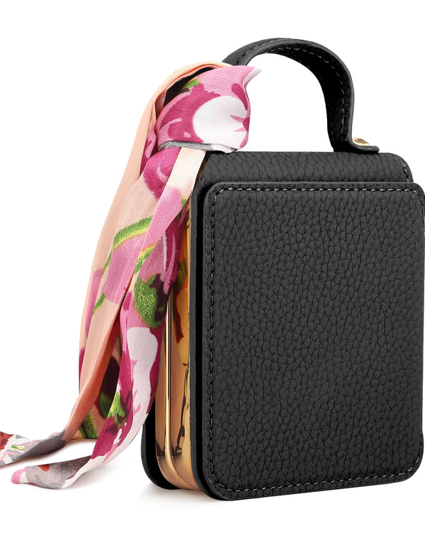 VIETAO Mirror Mobile Phone Case For Samsung Galaxy Z Flip 6, Leather Mobile Cover With Ribbon For Samsung Z Flip 5, Z Flip 4 3