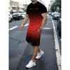 1Men's Fashion Polyester Blend Casual Crew NeckTShirt and Shorts Set，With Paris Letter Print，Slightly Stretchy Knitted Fabric，Su