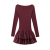 TRAF 2025 Fashion Women Solid Tierred Mini Dresses New Elegant O-neck Long Sleeve Slim Ruffles Party Dress Summer Streetwear