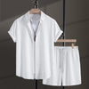Mens Casual Shirt Suit Two Piece Short Sleeve Shirt And Shorts Solid Color Scheme Is Versatile And Fashionable T Shirts