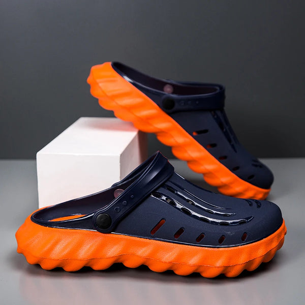 New men's summer clogs, suitable for sports and outdoor wear, with non - slip design, closed - toe style, and breathable feature