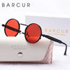 BARCUR Stylish Round Women Sunglasses Unique Spring Mirror Legs Metal Frame Steampunk Retro Sunshade UV400 Men Sunglasses