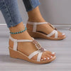 New Style Round Toe Wedge Heel Metal Decorated Fashionable Women's Shoes Flat Wear-resistant Comfortable Casual Sandals