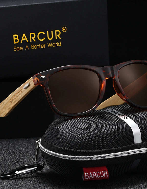 BARCUR Fashion Light Weight Wooden Women Polarized Sunglasses TAC Lens Bamboo Wood Foot Classic Square UV400 Men Sunglasses