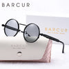 BARCUR Stylish Round Women Sunglasses Unique Spring Mirror Legs Metal Frame Steampunk Retro Sunshade UV400 Men Sunglasses