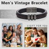 Personalized Engraving 2-5 Name Mens Leather Bracelet Customized Vintage Beaded Bracelets for Men Retro Jewelry Gift for Father
