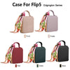 VIETAO Mirror Mobile Phone Case For Samsung Galaxy Z Flip 6, Leather Mobile Cover With Ribbon For Samsung Z Flip 5, Z Flip 4 3
