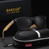 BARCUR Fashion Light Weight Wooden Women Polarized Sunglasses TAC Lens Bamboo Wood Foot Classic Square UV400 Men Sunglasses
