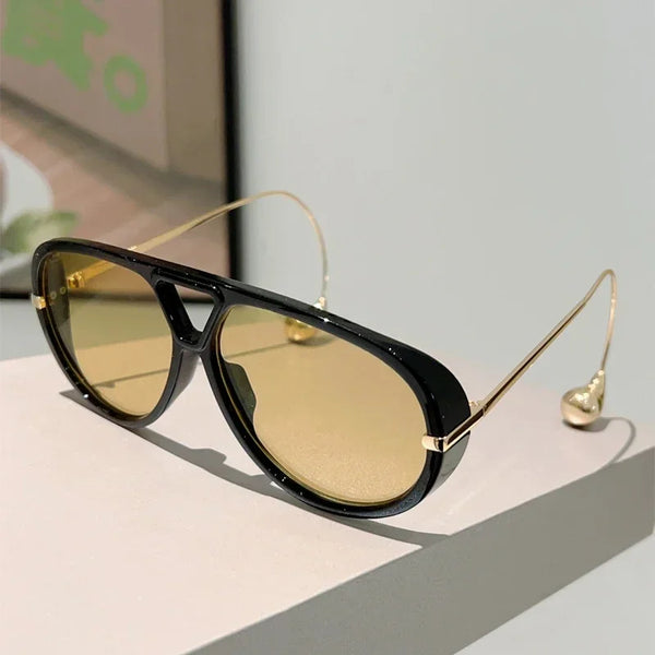 Oversized Pilot Sunglasses 2025 New in Fashion Double Bridge Gradient Shades Women Trendy Luxury Brand Design Sun Glasses UV400