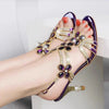 Summer High Heel Sandals Women's New Bohemian Diamond Inlaid Buckle Stiletto Shoes Elegant Fashion Roman Beach Shoes