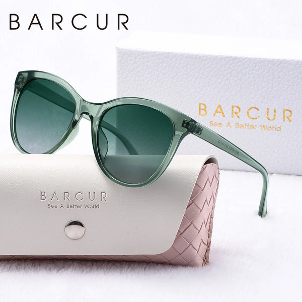 BARCUR Transparent Women Sunglasses Comfort Durable Beautiful PC Cat Eye Frame Party Travel UV400 Polarized Sunglasses Best Gift