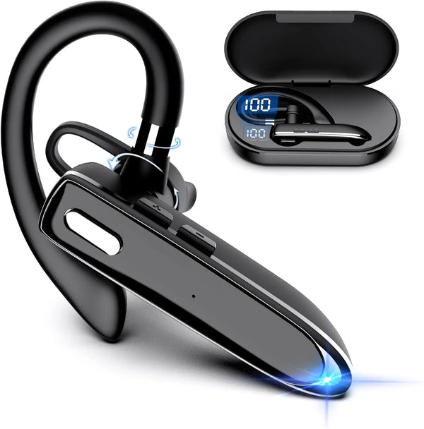 Bluetooth Headset Wireless Hands-Free Phone with Mic Hands-Free Earphones with 8 Hours Talk Time for Trucker Sports Riding