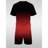 1Men's Fashion Polyester Blend Casual Crew NeckTShirt and Shorts Set，With Paris Letter Print，Slightly Stretchy Knitted Fabric，Su