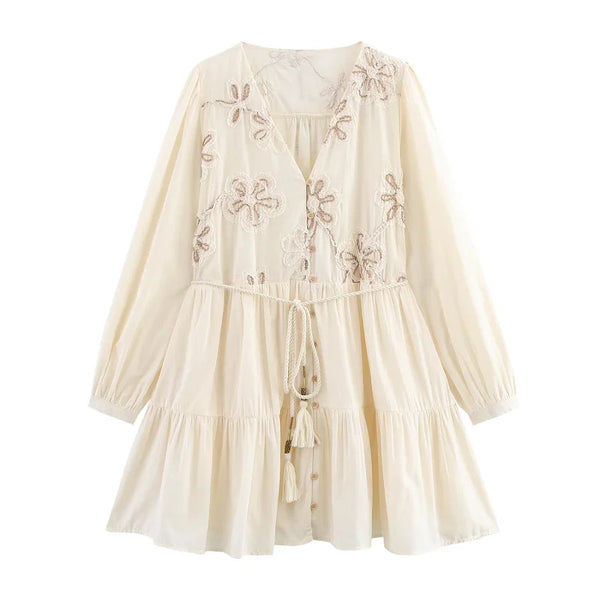 TRAF Women's Elegant Party Dresses 2025 Spring Long Sleeve Short Dresses Fashion Casual New Y2k Floral Mini Dresses Vestidos