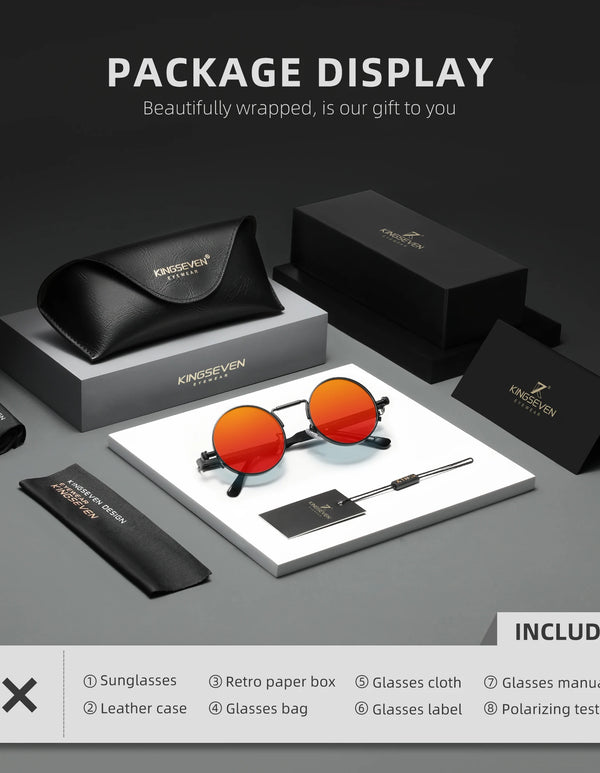 KINGSEVEN Original Designe Sunglasses Gothic Punk Polarized Men UV400 Glasses Women Round Frame Retro Outdoor Summer Eyewear