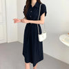 REALEFT Spring Summer Vintage Women's Shirt Dresses Sashes 2025 New Short Sleeve Batwing Sleeve Casual Loose A-line Dress Female