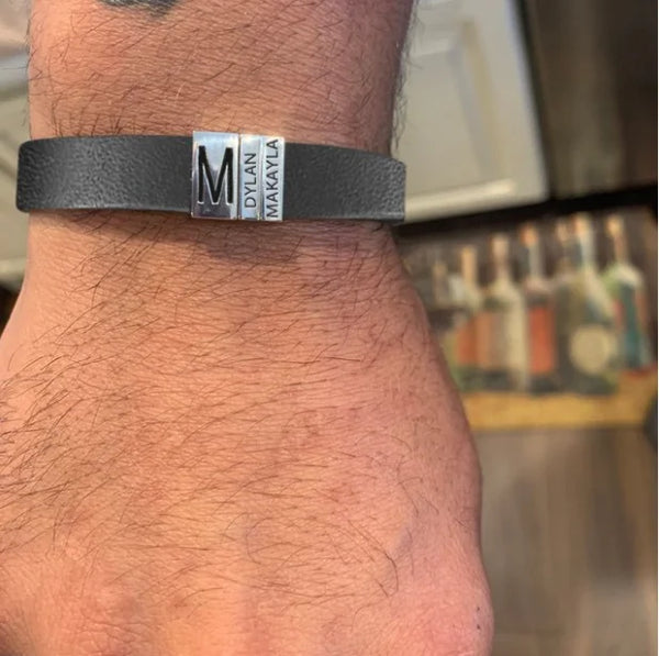 Personalized Dad Children's Name Engraving Beads Leather Bracelets Best Gifts for Men 2025 Bracelet for Him Ideas for Husband