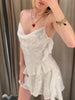 Sequined Ruffled Halter Dress Pleated Layered V-Neck Pile Collar Suspender Sexy Slimming Gown Beach Women Camisole Mini Dresses