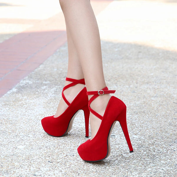 Summer Temperament New European American Fashion Cross-Stretched Large-Size High Heels Women's Nightclub Women's Shoes Elegant