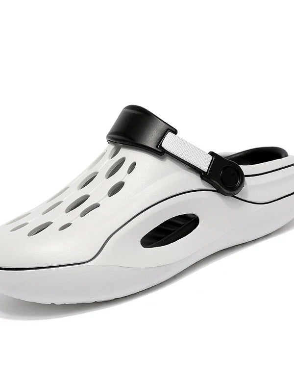 A Pair of Men's New Summer Clogs, Wear-Resistant, Non-Slip, Soft-Soled, Comfortable Beach Shoes, Outdoor Sandals soft sole 5.0