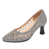 Summer Single Shoes Mesh Breathable Versatile High Heels Women's Shoes Middle-Aged Temperament Pointed Toe Shallow Mouth Shoes