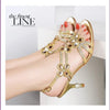 Summer High Heel Sandals Women's New Bohemian Diamond Inlaid Buckle Stiletto Shoes Elegant Fashion Roman Beach Shoes