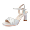 Comfort Soft Leather Sandals Women's Summer Fashion Shoes Mother Thick Heel High Heels Diamond Non-slip  Black Thin Shoes