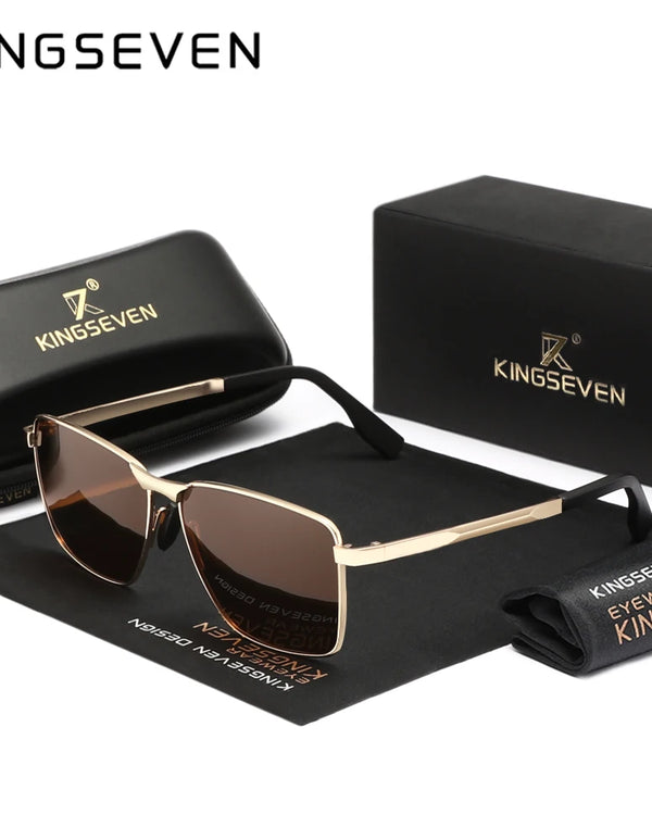 KINGSEVEN Classic Sunglasses Men Rectangle Alloy Frame Glasses Polarized UV400 Casual Trendy Driving Eyewear