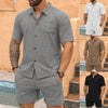 Men'S Short Sleeve Shirt Casual Sets Summer Two Pieces Set Casual Holiday Shirts Tops Shorts Outfits For Male Ropa Hombre