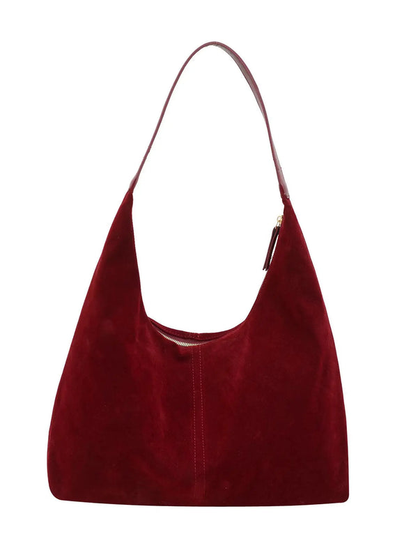 Fashion Commuter Women Shoulder Bag New Retro Maillard Style Armpit Dumpling Bag Luxury Faux Suede Large Capacity Tote Bag
