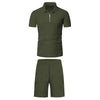 Men'S Short Sleeved Shorts Casual Set Summer Waffle Solid Color Casual Loose Collar T-Shirt Set Men Fitness Sports Clothes