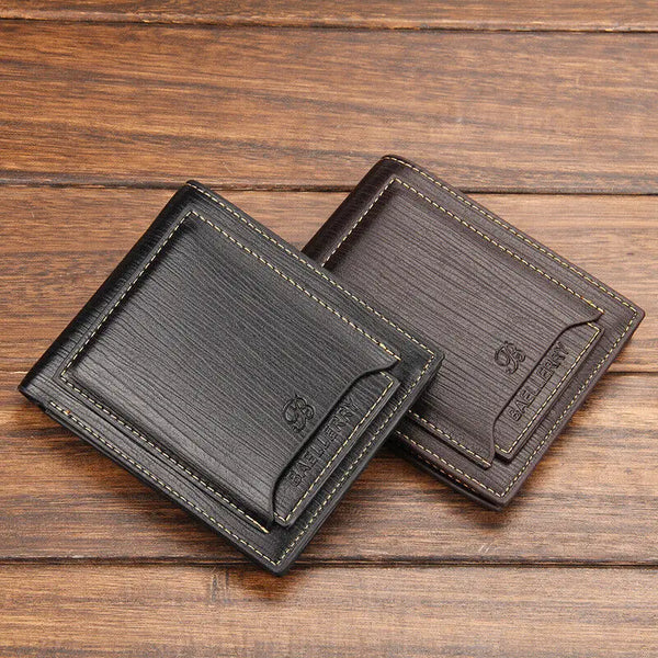 Men's PU Leather Short Wallet, Multi-card Billfold Card License Case Business Wallet with Removable Card Holder