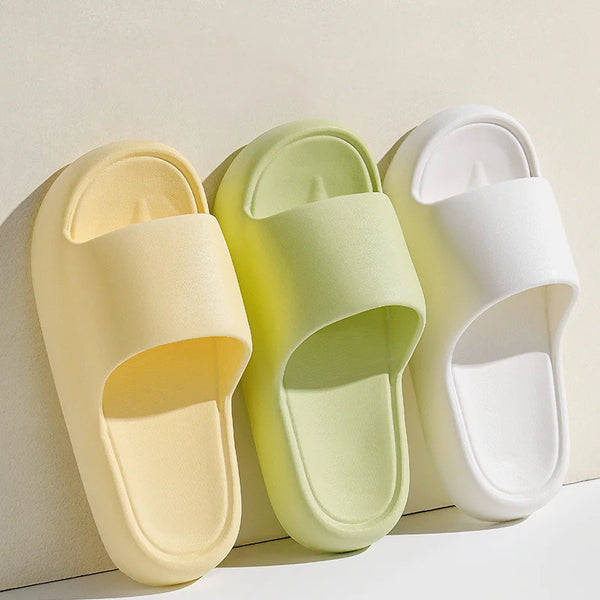 Solid Thick-Sole House Slippers – Women's Summer Non-Slip Indoor Slides, Bathroom Slippers for Men & Women