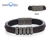 Personalized Engraving 2-5 Name Mens Leather Bracelet Customized Vintage Beaded Bracelets for Men Retro Jewelry Gift for Father