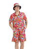 Men's short sleeved shirt shorts printed set 80S Hawaiian style vacation casual versatile loose fashion printed T-shirt beach