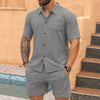 Men'S Short Sleeve Shirt Casual Sets Summer Two Pieces Set Casual Holiday Shirts Tops Shorts Outfits For Male Ropa Hombre